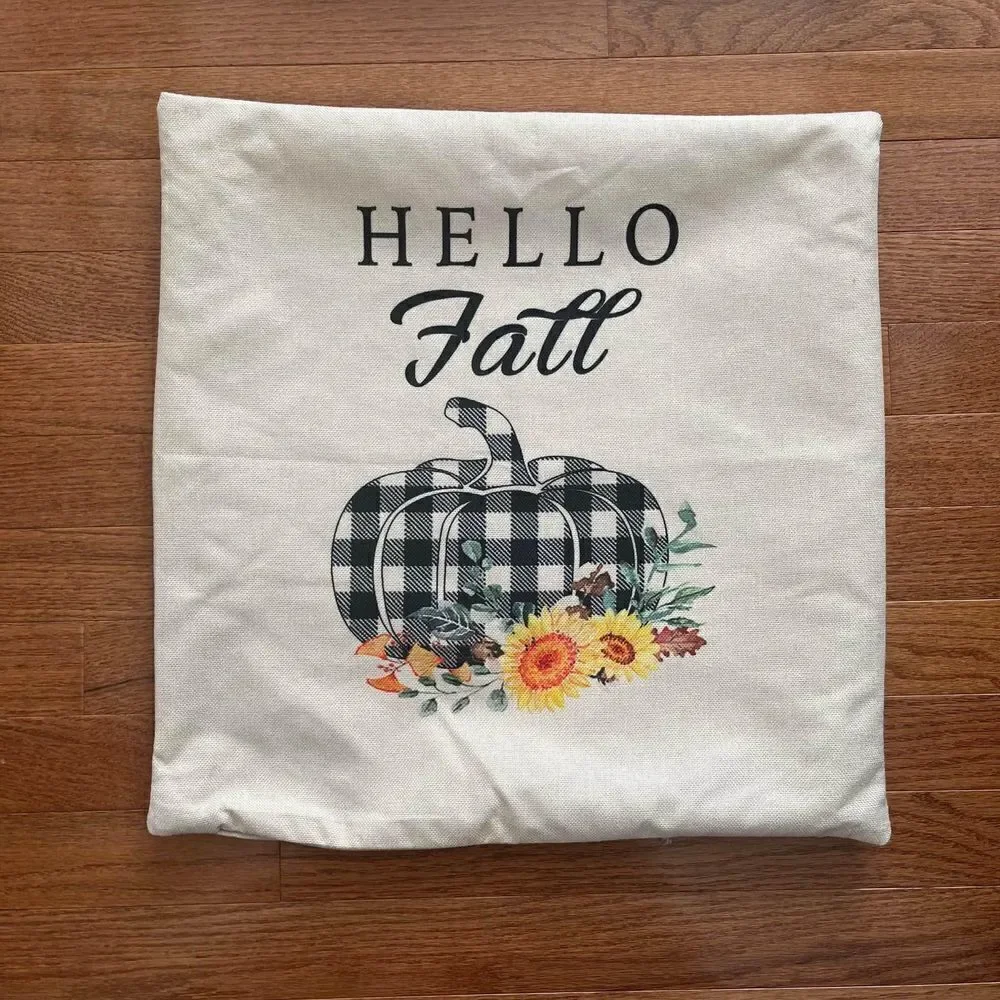 2 decorative toss pillow covers Fall Pumpkin Farm